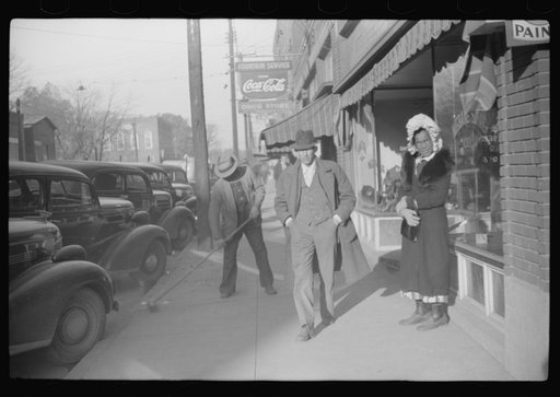Untitled photo, possibly related to: Street in Mebane, North Carolina in morning before tobacco auction sale