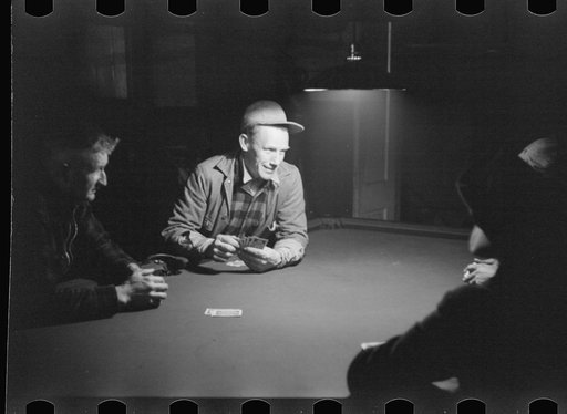 Farmers playing cards on a winter morning, Woodstock, Vermont