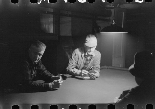 Untitled photo, possibly related to: Farmers playing cards on a winter morning, Woodstock, Vermont