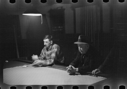 Untitled photo, possibly related to: Farmers playing cards on a winter morning, Woodstock, Vermont