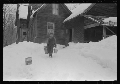 Hired man on farm near Woodstock, Vermont, usually empties the radiator in his car every evening and refills it again with water in the morning to save the cost of antifreeze