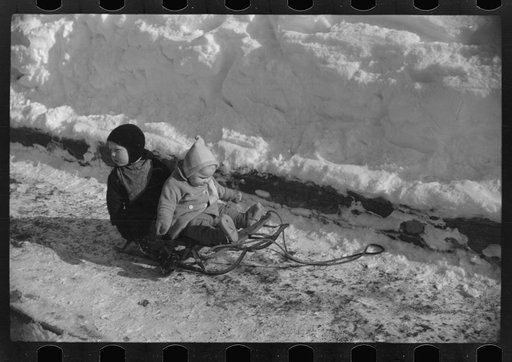 Untitled photo, possibly related to: Children ride on sleds almost all winter. Woodstock, Vermont