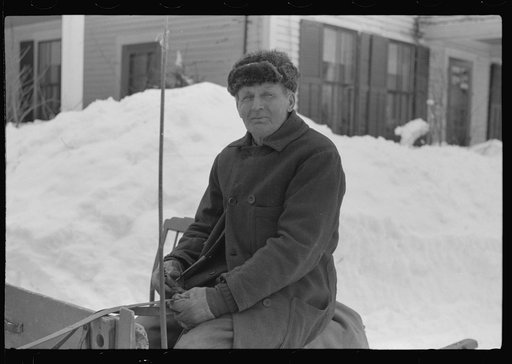 Untitled photo, possibly related to: G.W. Clark, seventy-one year old farmer, has come to town on Saturday to sell butter. Woodstock, Vermont. He has always lived in Vermont