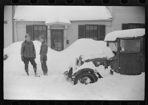 Car stalled after snowstorm, Woodstock, Vermont