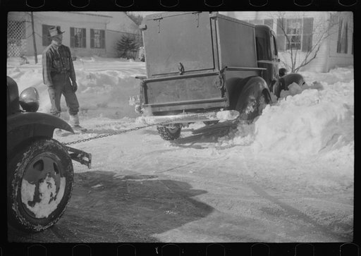 Delivery truck in the driveway. Woodstock, Vermont