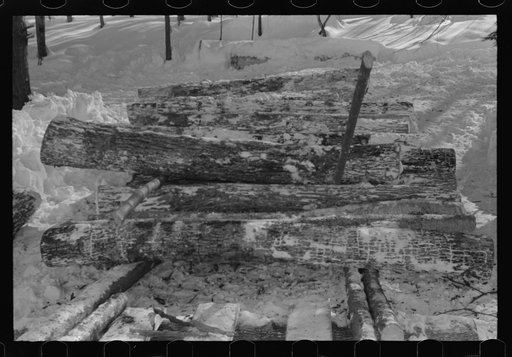 Untitled photo, possibly related to: Hauling timber by tractor to the road where it is taken by truck to the mill. Near Barnard, Windsor County, Vermont