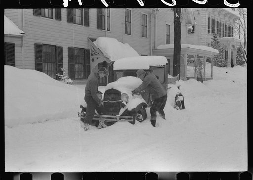 Car stalled after snowstorm, Woodstock, Vermont