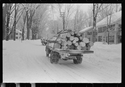 Hauling logs to the mill. Woodstock, Vermont