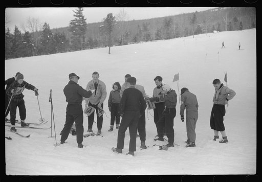 Local schoolchildren of North Conway, New Hampshire, have ski races on Saturdays on Cranmore Mountain
