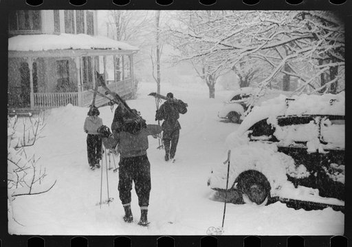 Untitled photo, possibly related to: Child going home from school after snowstorm in Jackson, New Hampshire