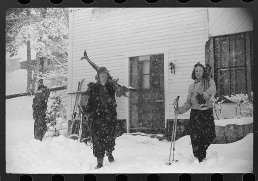 Untitled photo, possibly related to: Child going home from school after snowstorm in Jackson, New Hampshire