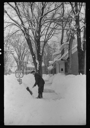 Untitled photo, possibly related to: Clearing sidewalks after snowstorm in Woodstock, Vermont