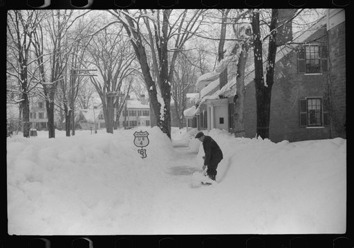 Untitled photo, possibly related to: Clearing sidewalks after snowstorm in Woodstock, Vermont