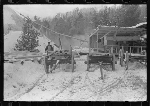 Timber levelled by 1938 hurricane at sawmill near Warren, New Hampshire