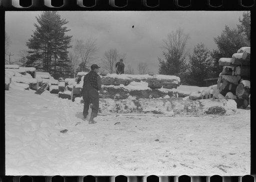 Untitled photo, possibly related to: Timber levelled by 1938 hurricane at sawmill near Warren, New Hampshire