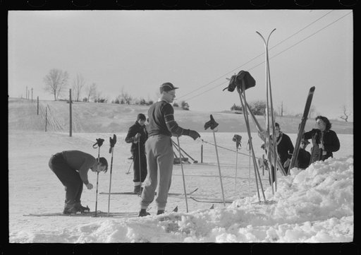 On Saturday afternoon many high school students come to Dickinson's farm to ski. Mr Dickenson built a ski tow on his farm three years ago at a cost of one thousand dollars. This is the first year he had made any money, although business is increasing rapidly now. He has a small dairy farm and until 