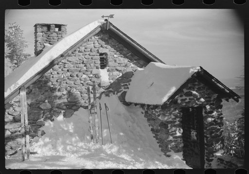 Forest ranger's hut also used by skiers in the winter, near the top of Mount Mansfield, Smuggler's Notch, Vermont