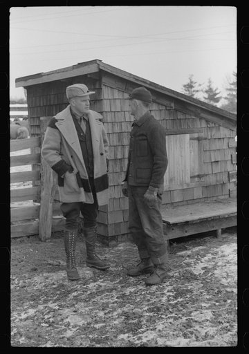 Untitled photo, possibly related to: Farmer and town selectman who is taking spring inventory, Lisbon, near Franconia, New Hampshire