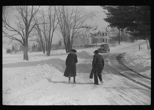 Townspeople going home after Easter Sunday Church services. Sugar Hill, near Franconia, New Hampshire