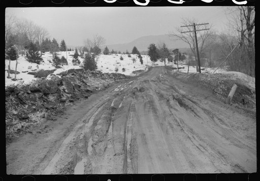 Untitled photo, possibly related to: Muddy road after thaw, near Stowe, Vermont