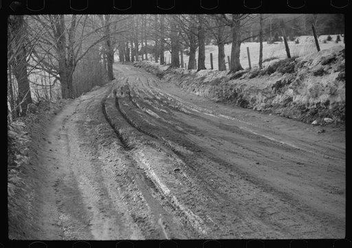 Untitled photo, possibly related to: Muddy road after thaw, near Stowe, Vermont