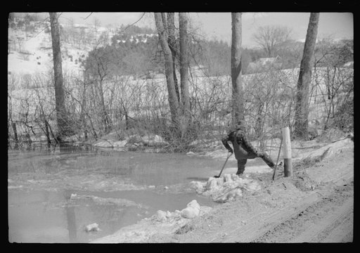 Untitled photo, possibly related to: Spring thaw in farmland near Woodstock, Vermont