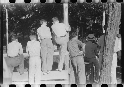 Untitled photo, possibly related to: Priest talking to one of the parishioners before a church supper. Near Bardstown, Kentucky