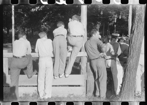 Untitled photo, possibly related to: Priest talking to one of the parishioners before a church supper. Near Bardstown, Kentucky