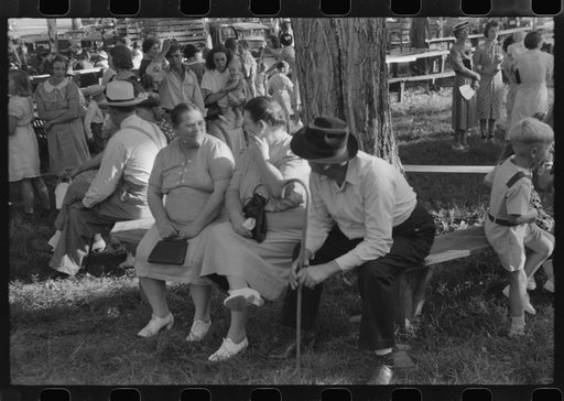 Untitled photo, possibly related to: Priest talking to one of the parishioners before a church supper. Near Bardstown, Kentucky
