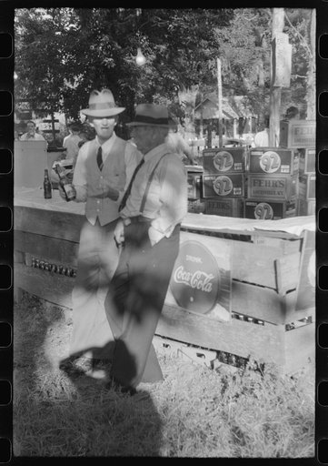 Untitled photo, possibly related to: Priest talking to one of the parishioners before a church supper. Near Bardstown, Kentucky