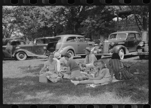 Untitled photo, possibly related to: People at the Shelby County Horse Show and Fair eating a picnic lunch, Shelbyville, Kentucky