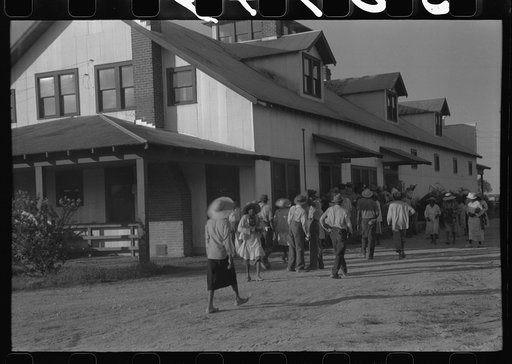 Untitled photo, possibly related to: Day laborers who have just been paid off for hoeing cotton on the Hopson Plantation near Clarksdale, Mississippi Delta, Mississippi