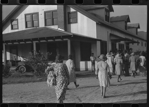 Untitled photo, possibly related to: Day laborers who have just been paid off for hoeing cotton on the Hopson Plantation near Clarksdale, Mississippi Delta, Mississippi