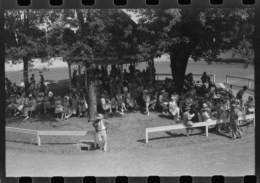 Untitled photo, possibly related to: Spectators at Shelby County Horse Show and Fair. Shelbyville, Kentucky