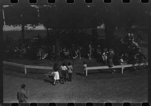 Untitled photo, possibly related to: Spectators at Shelby County Horse Show and Fair. Shelbyville, Kentucky