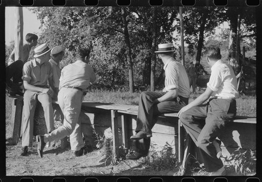 "Ball-throwing game" on the grounds of St. Thomas Church at a benefit picnic supper. Near Bardstown, Kentucky