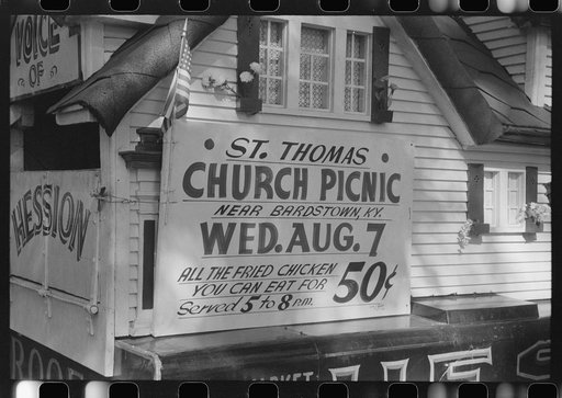 Poster advertising church picnic near Bardstown, Kentucky