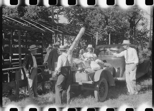 Untitled photo, possibly related to: Unpacking supplies at the St. Thomas Church picnic supper near Bardstown, Kentucky