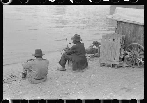 Fishing on Ohio River front in Louisville, Kentucky