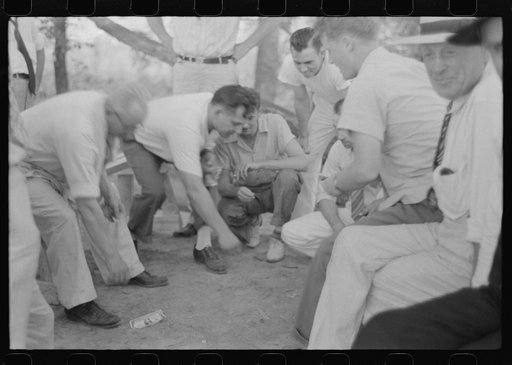 Untitled photo, possibly related to: Shooting craps at American Legion fish fry, Oldham County, Post 39, near Louisville, Kentucky