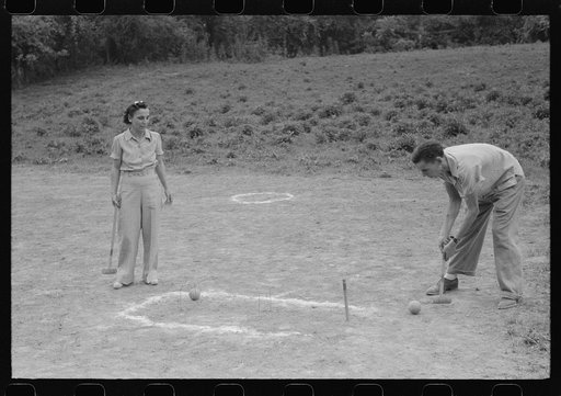 Playing croquet at American Legion fish fry, Oldham County, Post 39, near Louisville, Kentucky