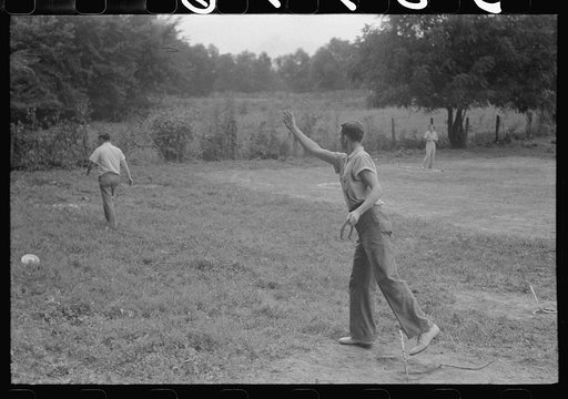 Pitching horseshoes at American Legion fish fry, Oldham County, Post 39, near Louisville, Kentucky