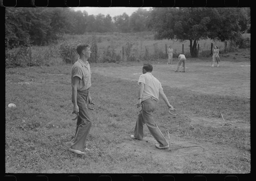 Pitching horseshoes at American Legion fish fry, Oldham County, Post 39, near Louisville, Kentucky