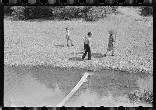 Untitled photo, possibly related to: Mountain people leaving the Primitive Baptist Church in Morehead, Kentucky and going down to the creek for a baptizing