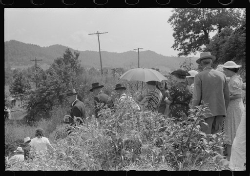 Untitled photo, possibly related to: Mountain people leaving the Primitive Baptist Church in Morehead, Kentucky and going down to the creek for a baptizing
