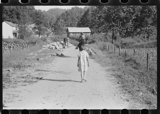 Untitled photo, possibly related to: Relatives and friends of the family of the deceased going home from a memorial meeting in the mountains near Jackson, Kentucky. See general caption no. 1