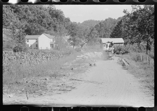 Untitled photo, possibly related to: Relatives and friends of the family of the deceased going home from a memorial meeting in the mountains near Jackson, Kentucky. See General caption no. 1