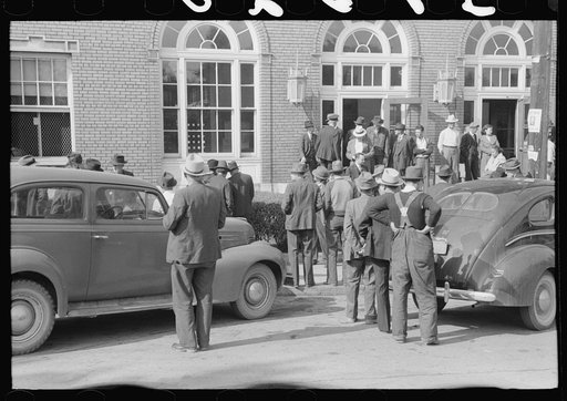 Untitled photo, possibly related to: Farmers and townspeople in front of federal building on court day, Jackson, Kentucky