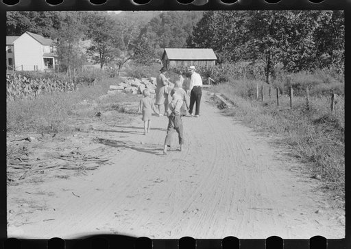 Untitled photo, possibly related to: Friends of the deceased going home after a memorial meeting. Up Frozen Creek, near Jackson, Breathitt County, Kentucky. See general caption no. 1