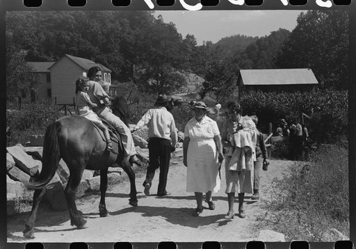 Untitled photo, possibly related to: Relatives and friends of the family of the deceased going home from a memorial meeting in the mountains near Jackson, Kentucky. See general caption no. 1